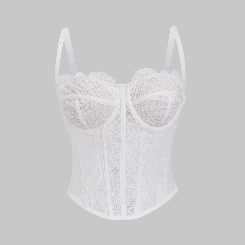 Sexy White Lace Camisole with Slimming and Shapewear