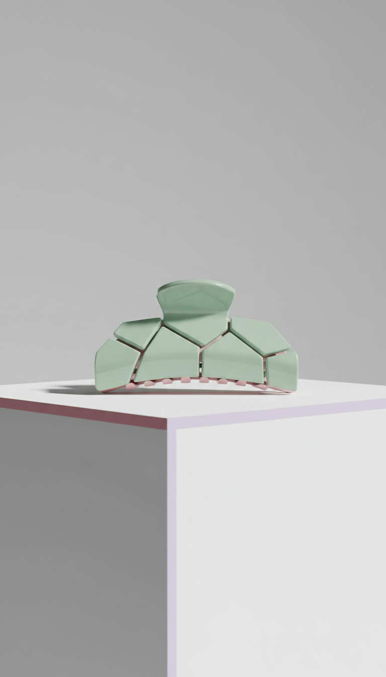 Geometric Acrylic Hair Barrette in Minted Sage
