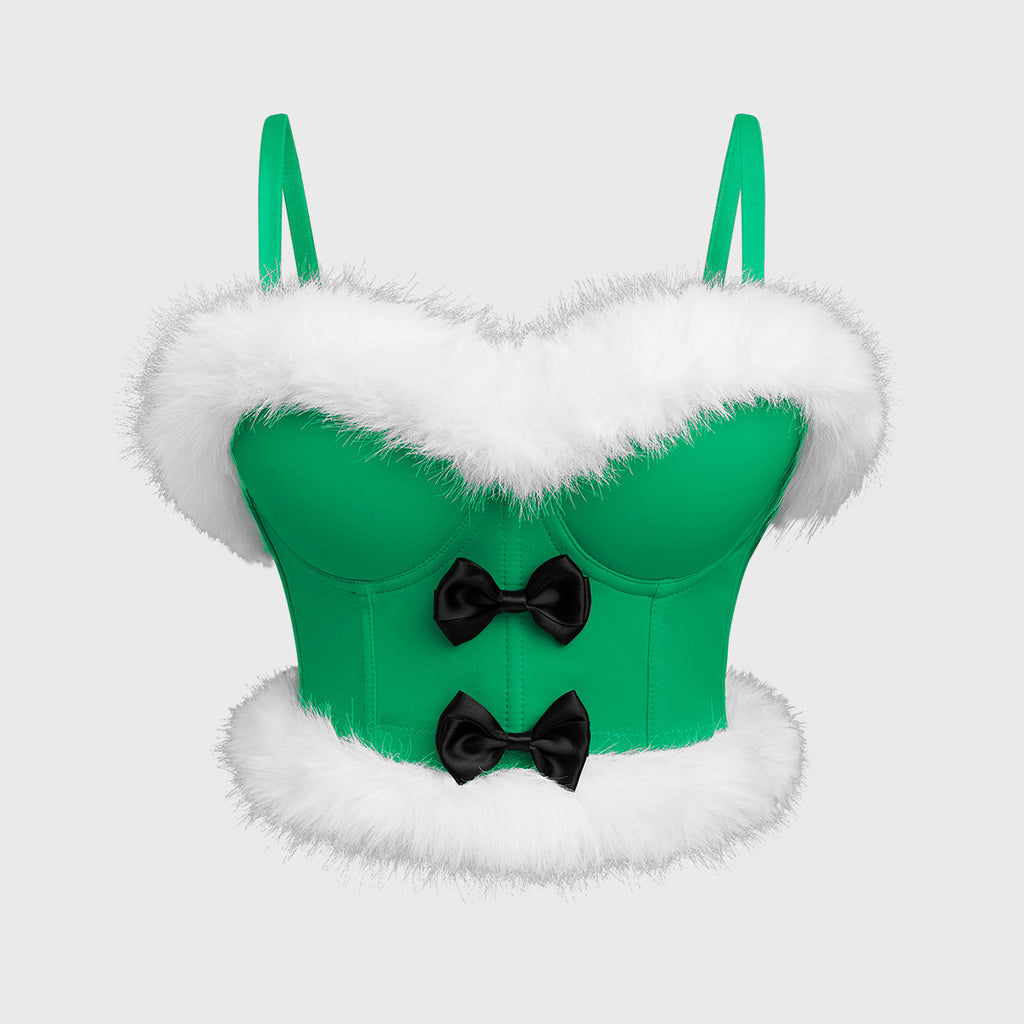 Sexy Bowknot Fuzzy Shapewear Outerwear Mini Camisole