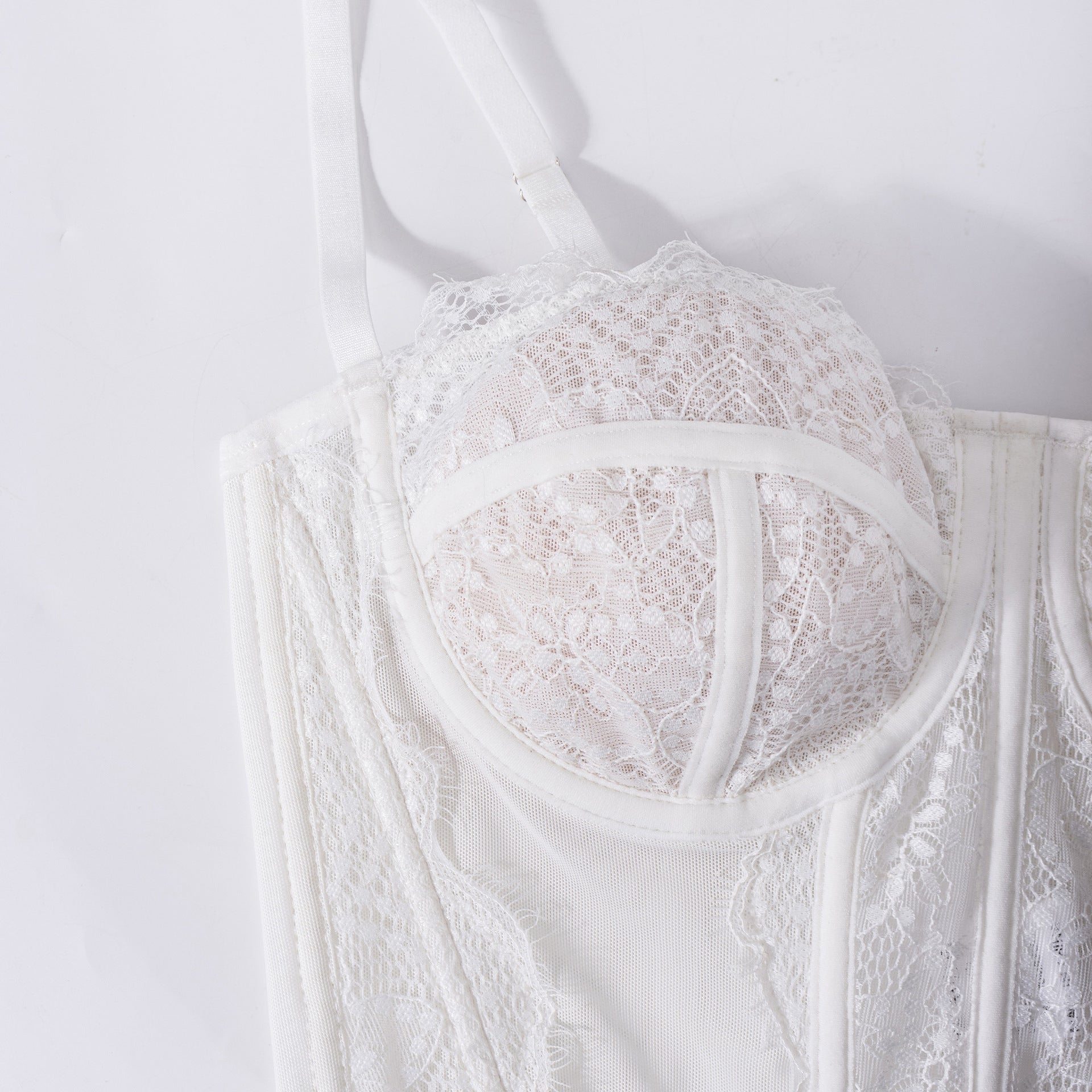 Sexy White Lace Camisole with Slimming and Shapewear
