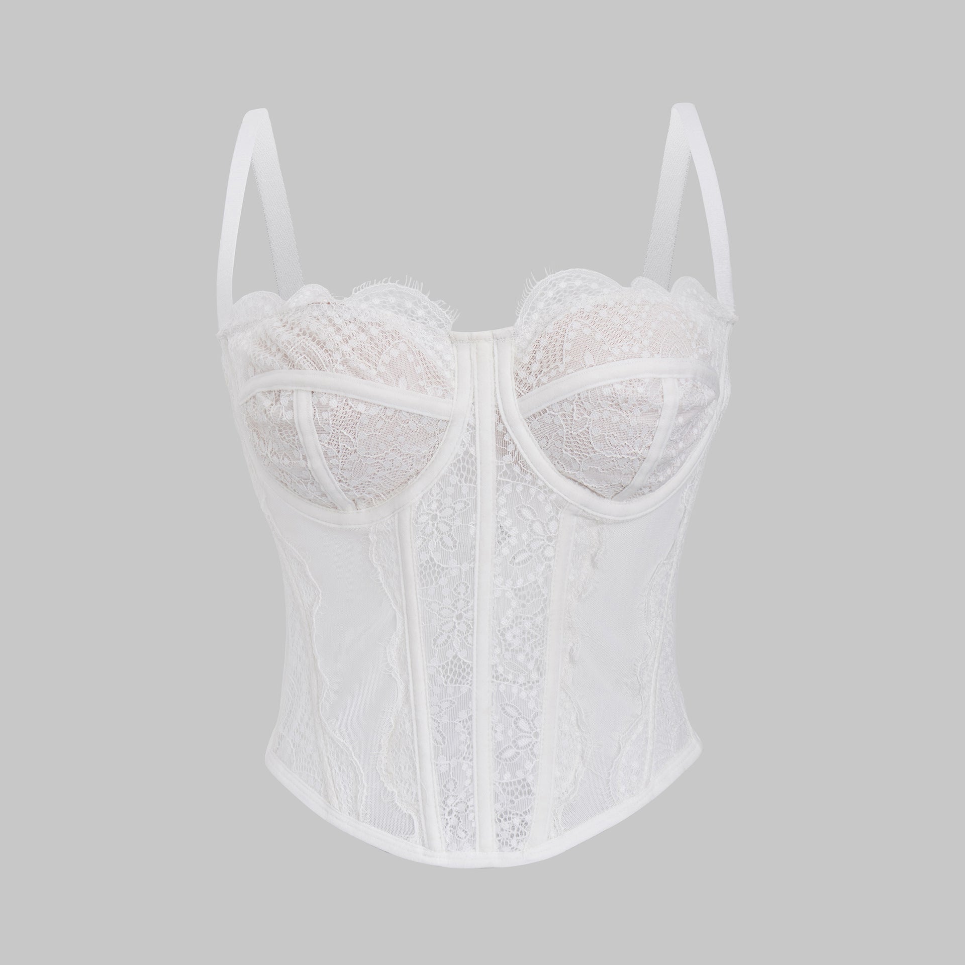 Sexy White Lace Camisole with Slimming and Shapewear