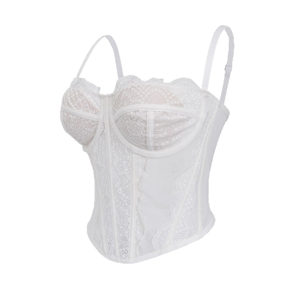 Sexy White Lace Camisole with Slimming and Shapewear