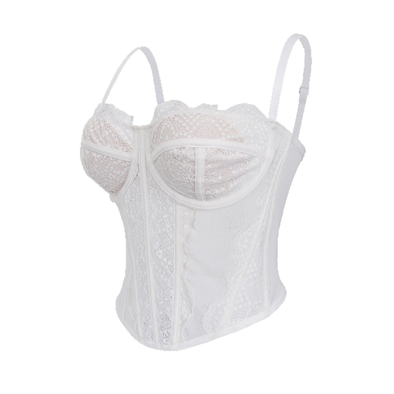 Sexy White Lace Camisole with Slimming and Shapewear