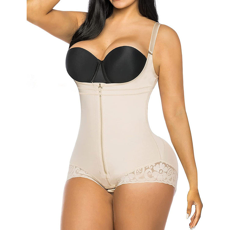 Tight fitting underwear shapewear one-piece triangular zipper shapewear
